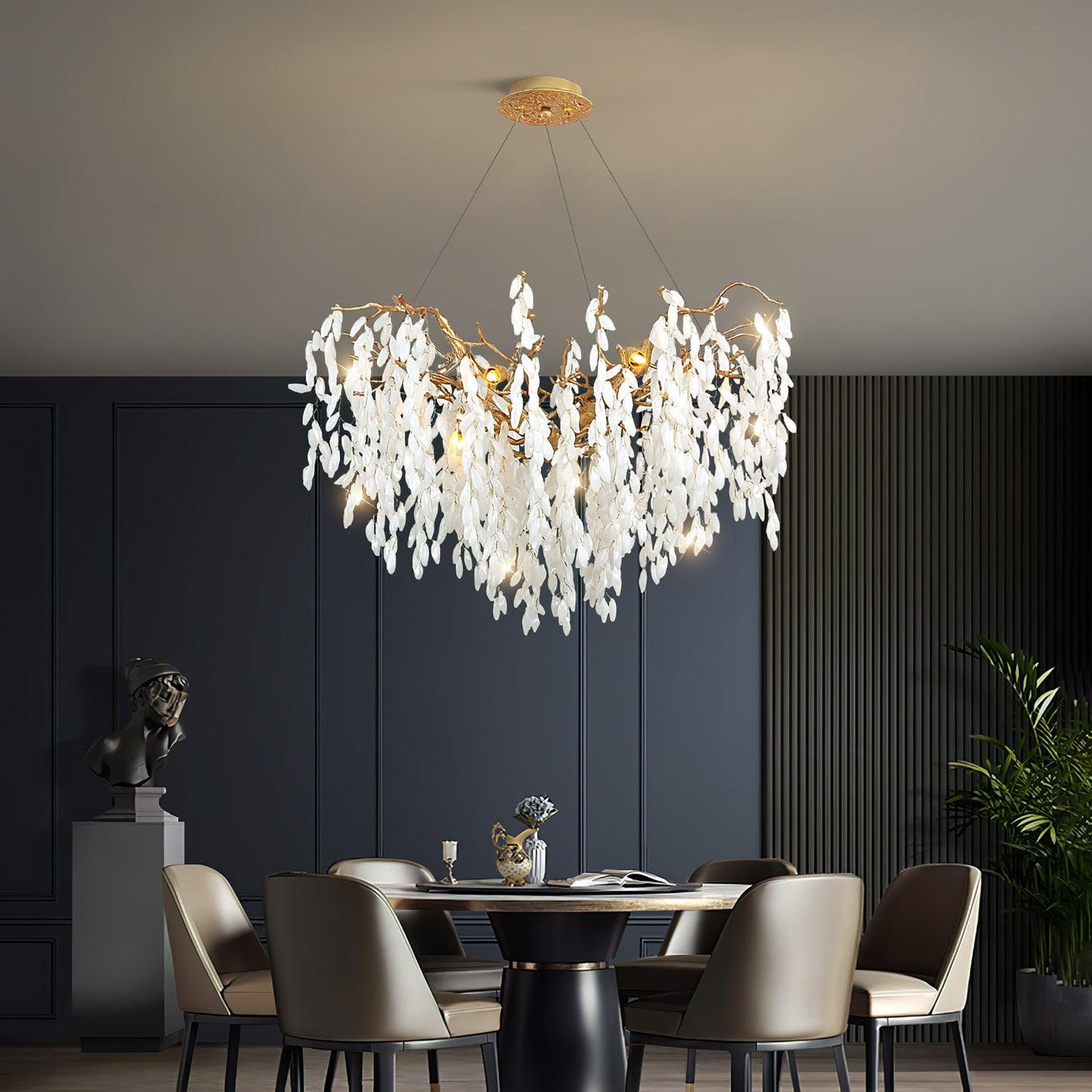 White Jade Branch Brass Gasolier Chandelier