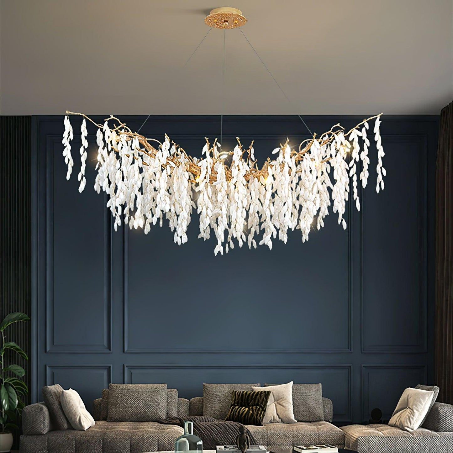 White Jade Branch Brass Gasolier Chandelier