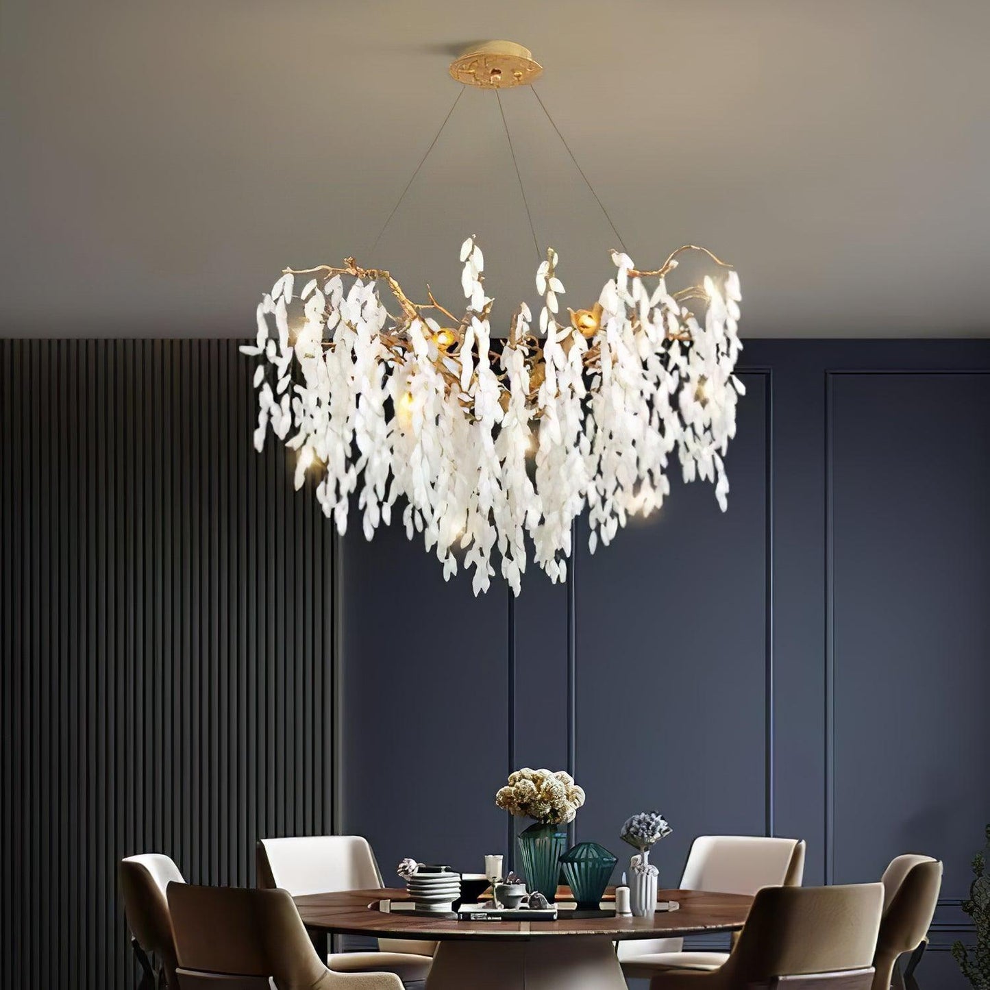 White Jade Branch Brass Gasolier Chandelier