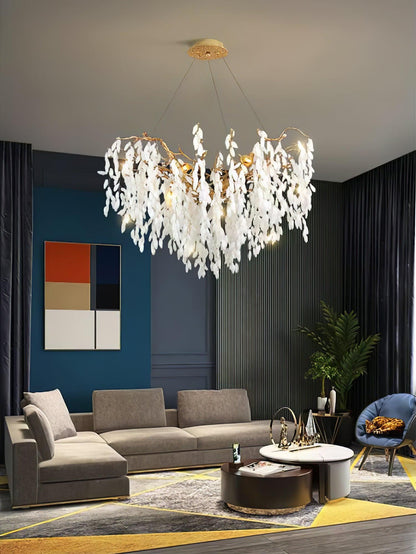 White Jade Branch Brass Gasolier Chandelier