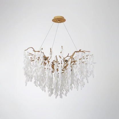 White Jade Branch Brass Gasolier Chandelier