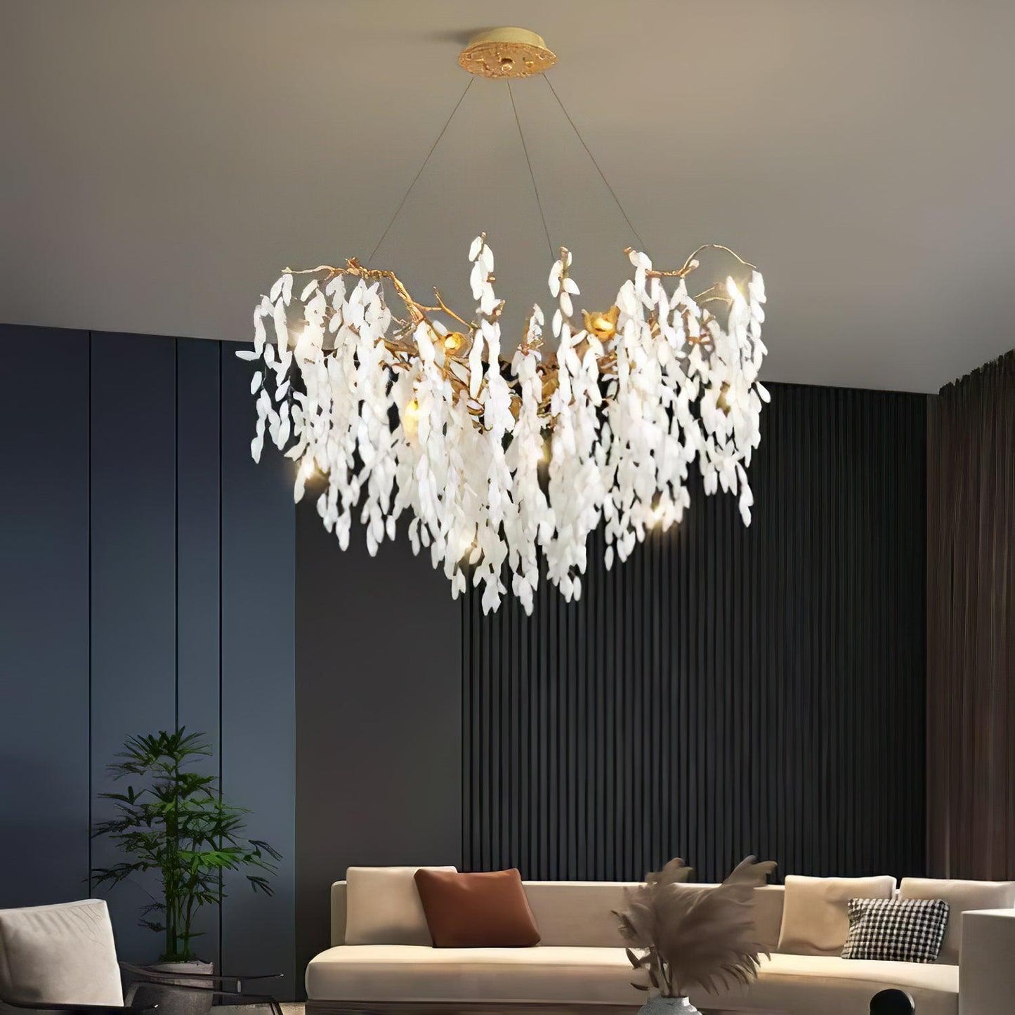 White Jade Branch Brass Gasolier Chandelier