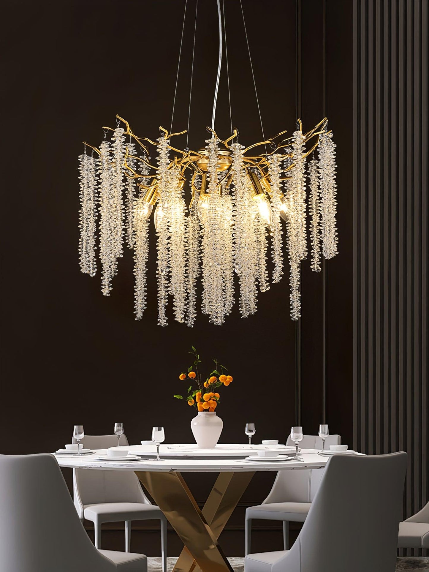 Wisteria Flower Crystal Candelabrum Chandelier