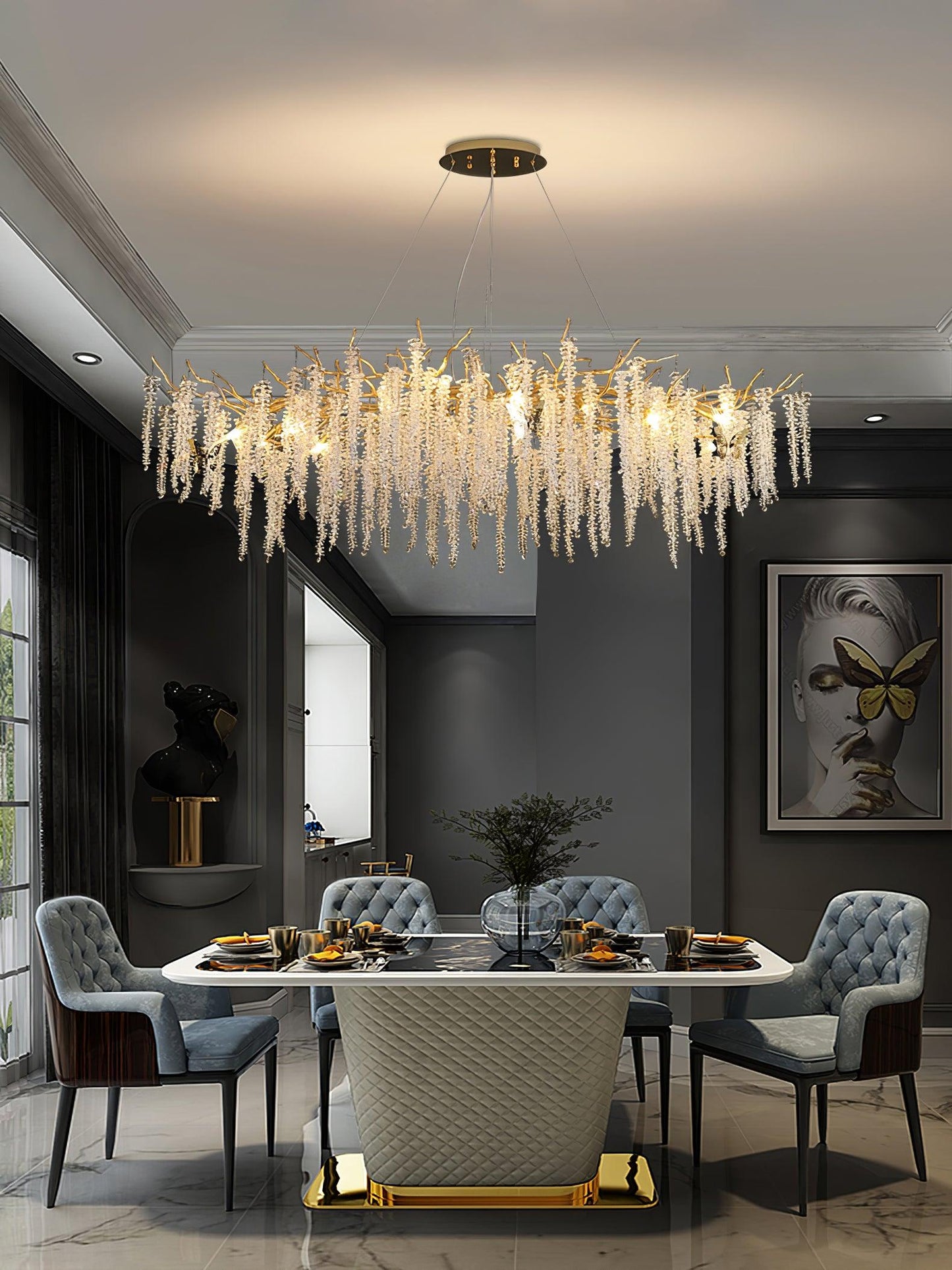 Wisteria Flower Crystal Candelabrum Chandelier