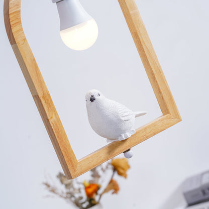 Wood Bird Resin Houselight Pendant Light