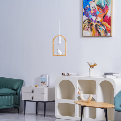 Wood Bird Resin Houselight Pendant Light