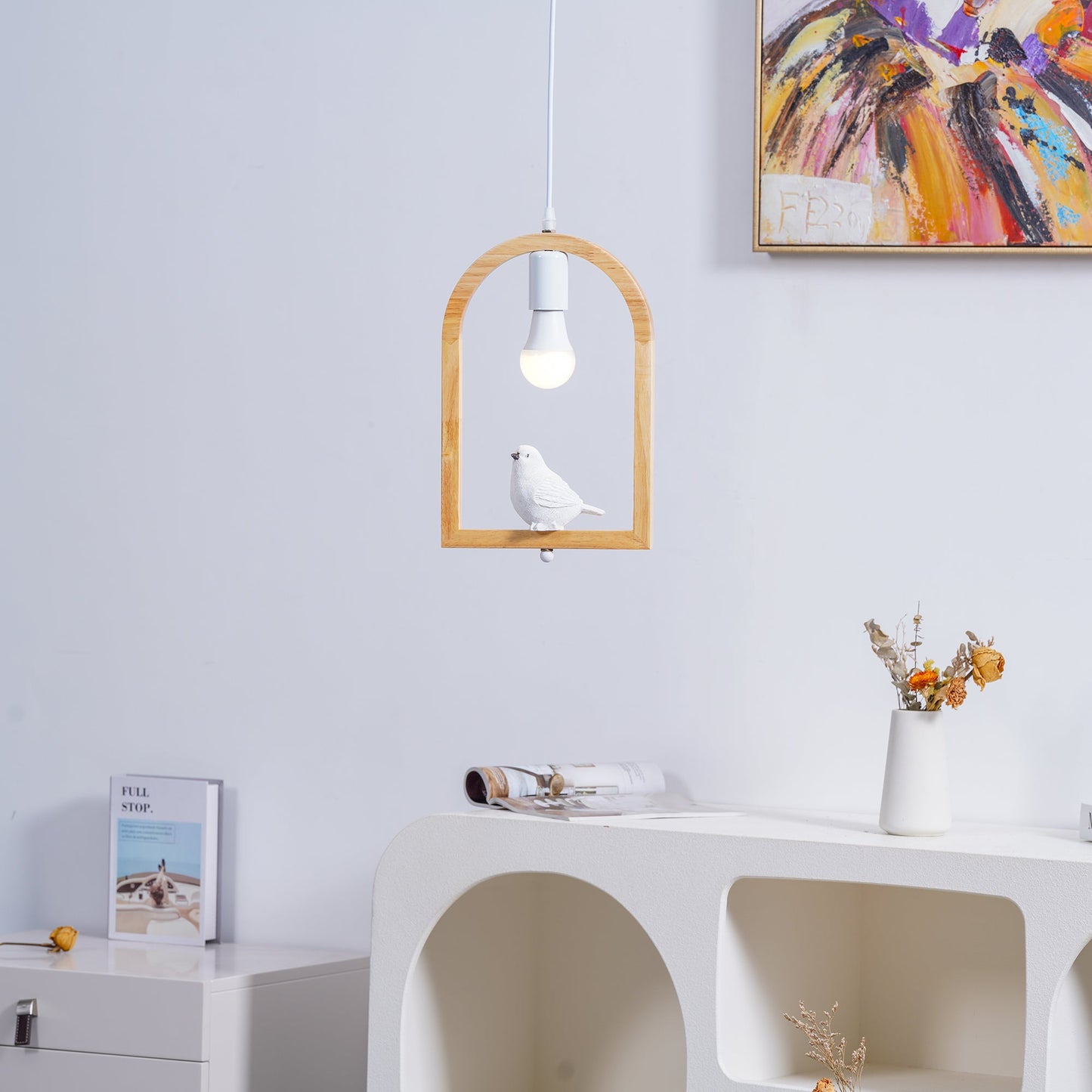 Wood Bird Resin Houselight Pendant Light