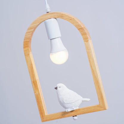 Wood Bird Resin Houselight Pendant Light