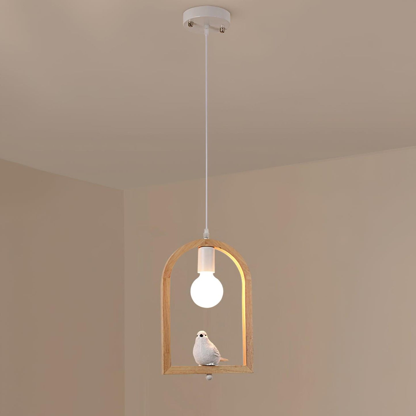 Wood Bird Resin Houselight Pendant Light