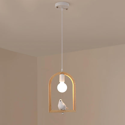 Wood Bird Resin Houselight Pendant Light
