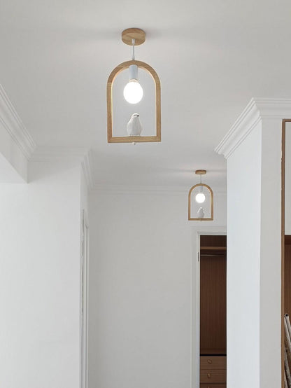 Wood Bird Resin Houselight Pendant Light