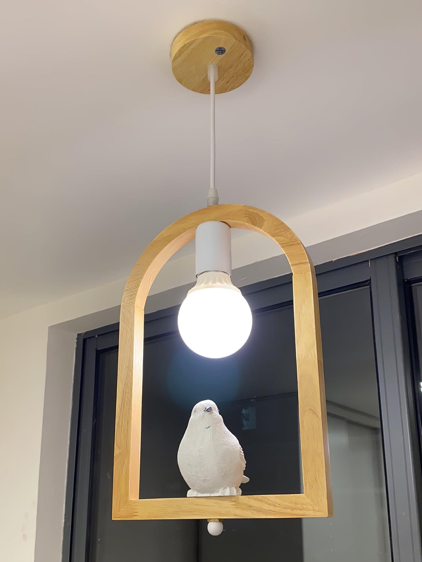 Wood Bird Resin Houselight Pendant Light