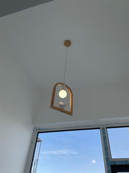 Wood Bird Resin Houselight Pendant Light