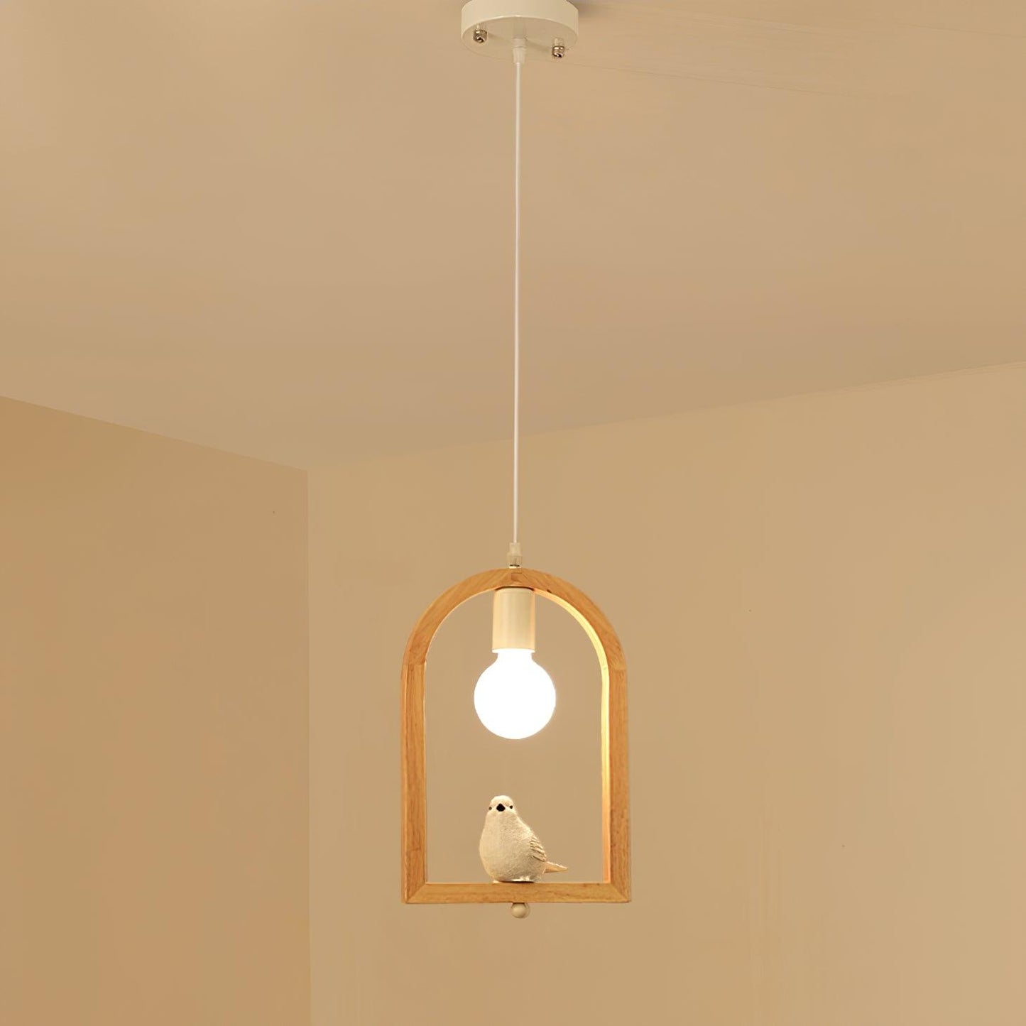 Wood Bird Resin Houselight Pendant Light