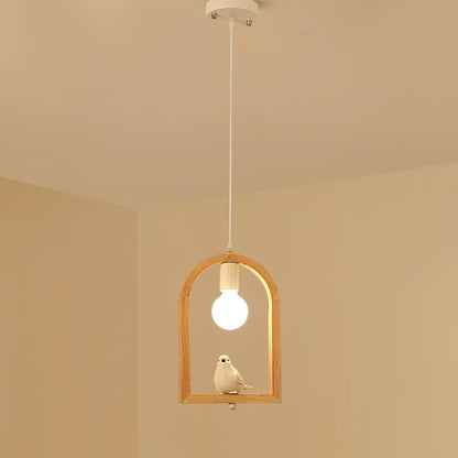 Wood Bird Resin Houselight Pendant Light