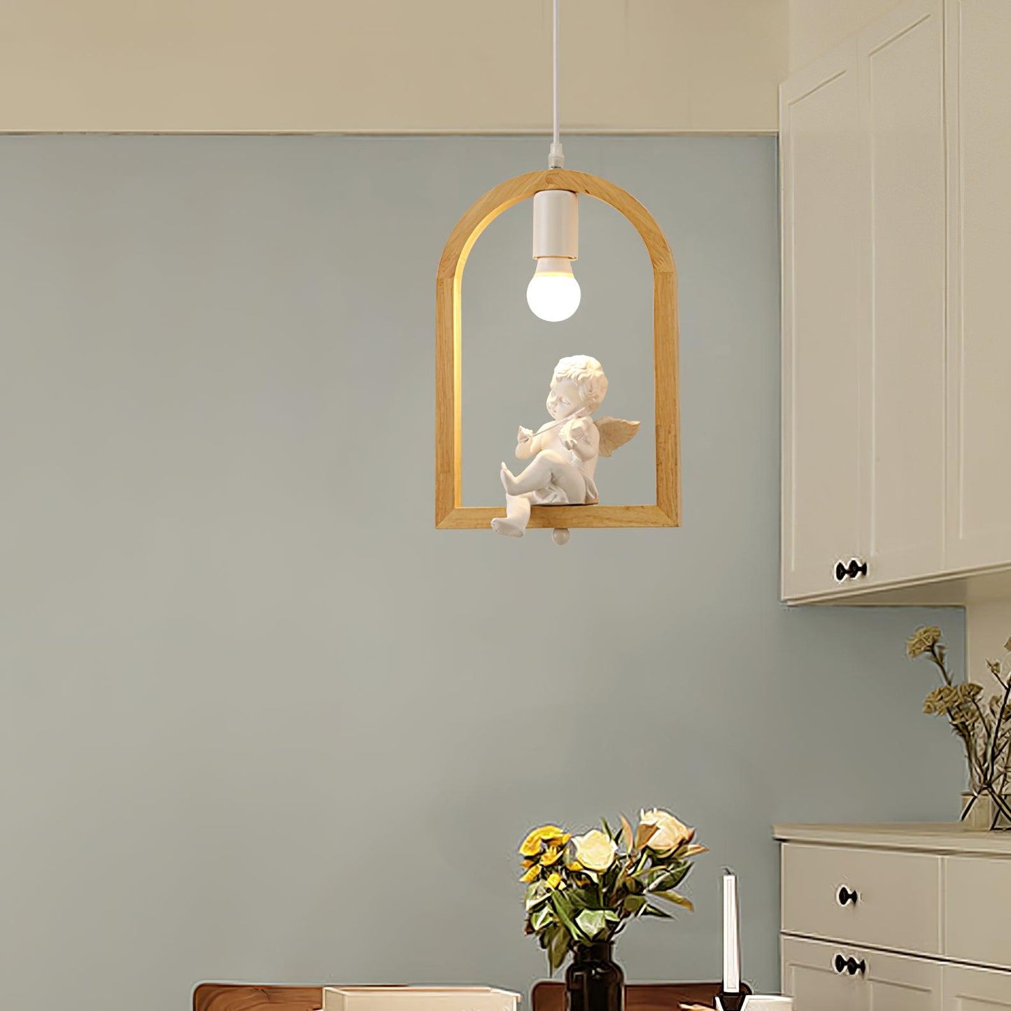 Wood Bird Resin Houselight Pendant Light