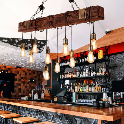 Wood Hanging Multi Gasolier Chandelier
