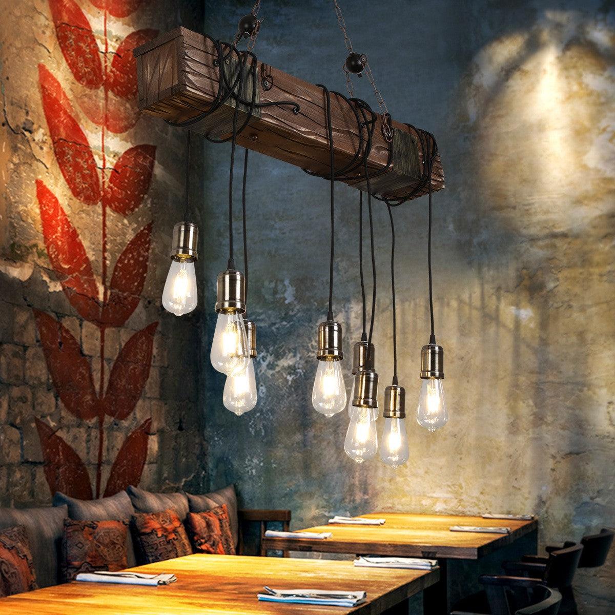 Wood Hanging Multi Gasolier Chandelier