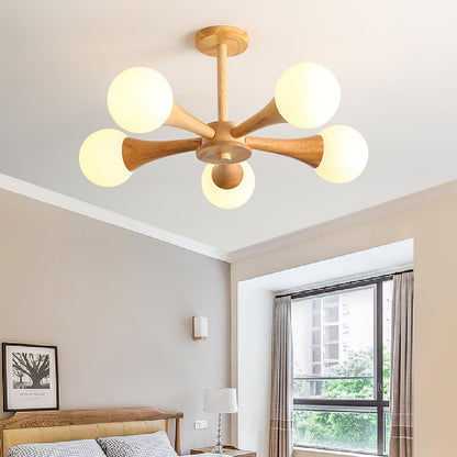 Wooden Nera Gasolier Chandelier