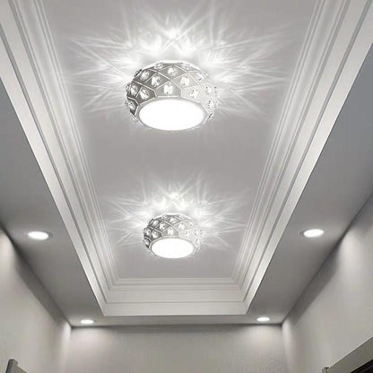 Metal Crystal Decorative LED Flush Mount Ceiling Light for Hallway Entryway