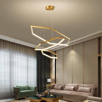 Geometric Ring Electroplated Stainless Steel LED Modern Chandelier Pendant Light
