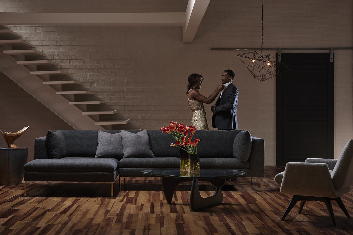 Inspiration Sectional - Grey Leather
