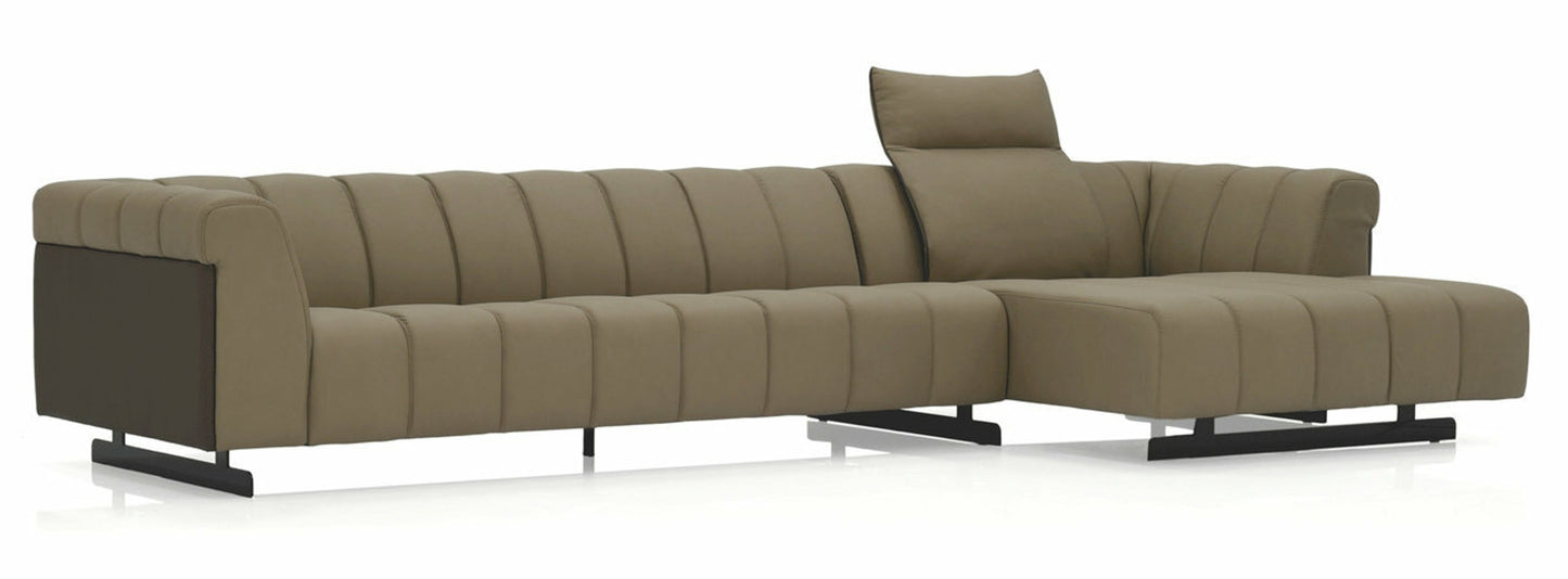 Nautilus Sectional - Khaki Leather