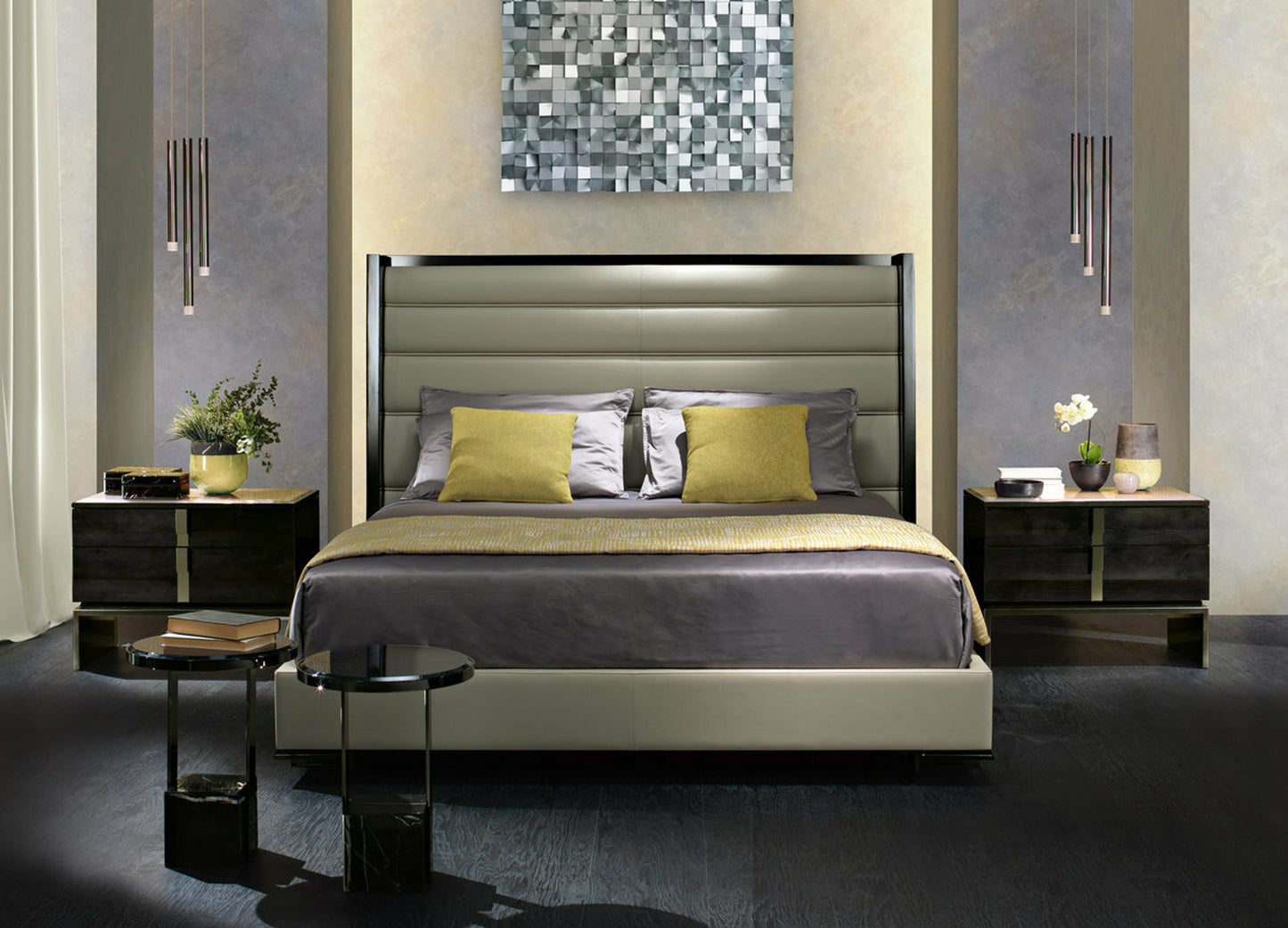 Black & More Bed - Black Leather