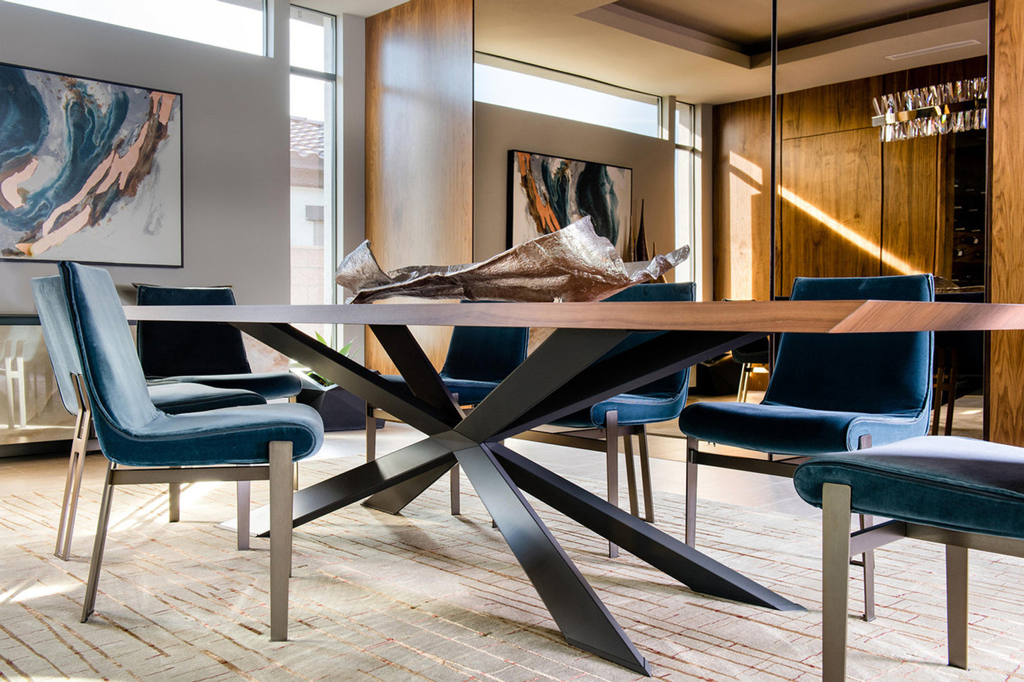 Spyder Wood Top Dining Table - Walnut/Graphite/118