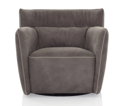 Tulip Swivel Chair - Taupe Leather