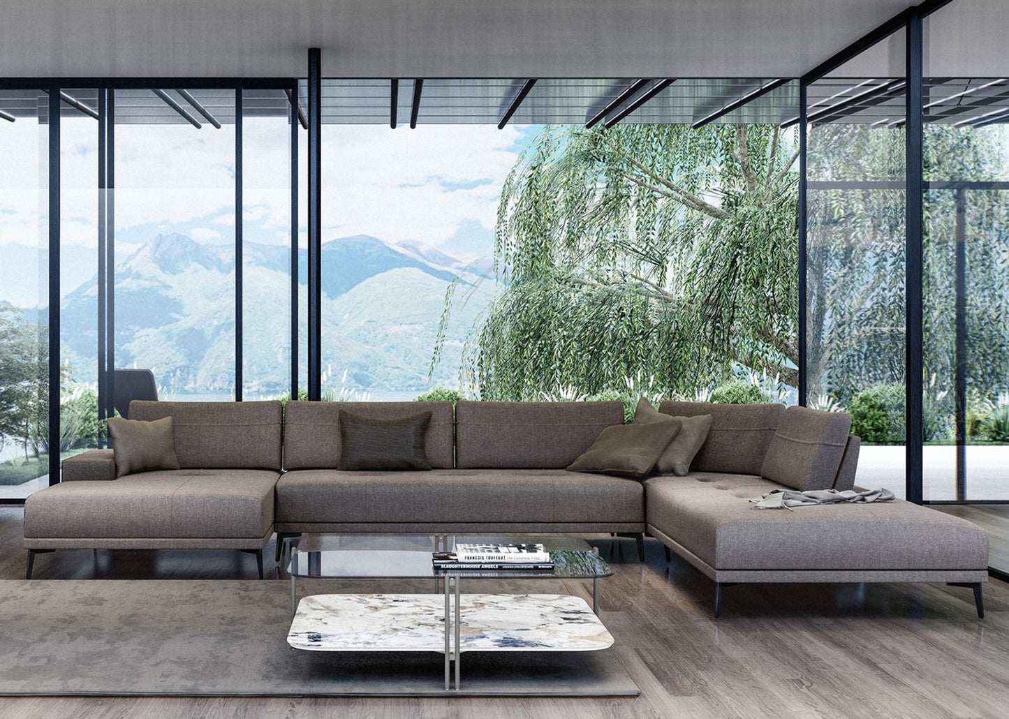 Matteo Sectional - Taupe Leather