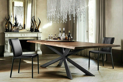 Spyder Wood Top Dining Table - Walnut/Graphite/118