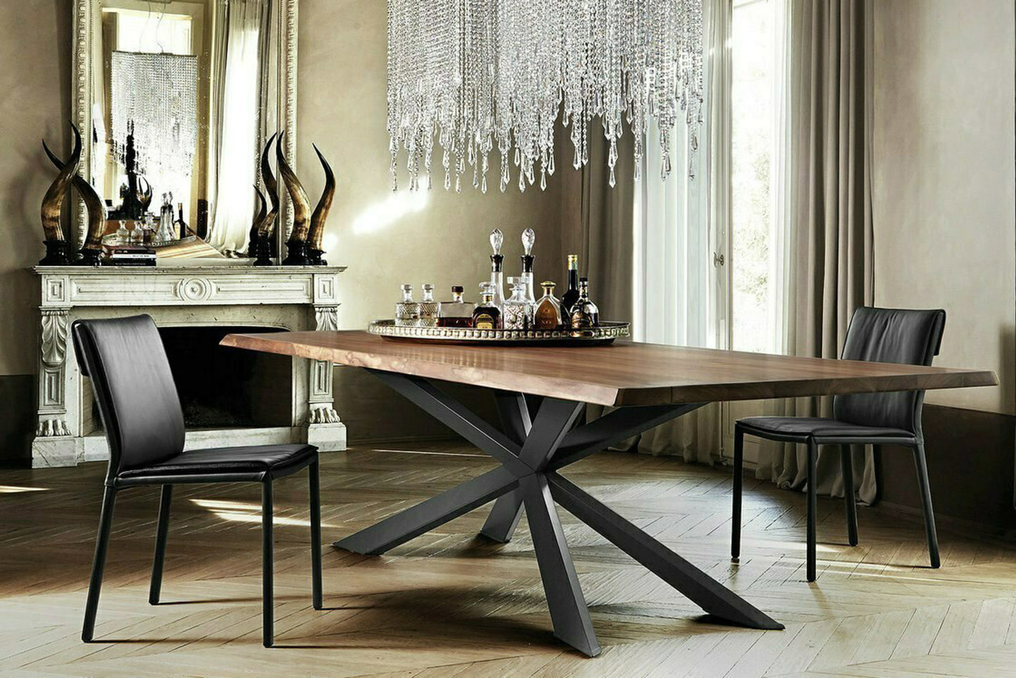 Spyder Dining Table - Walnut/Graphite/94.5