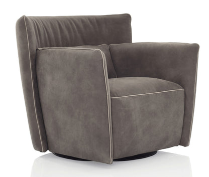 Tulip Swivel Chair - Taupe Leather