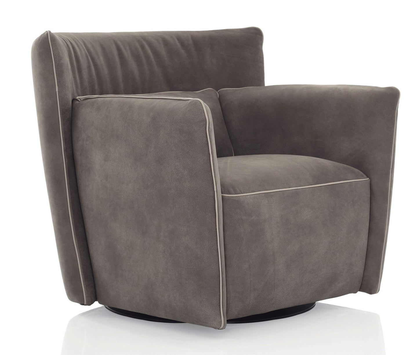 Tulip Swivel Chair - Taupe Leather