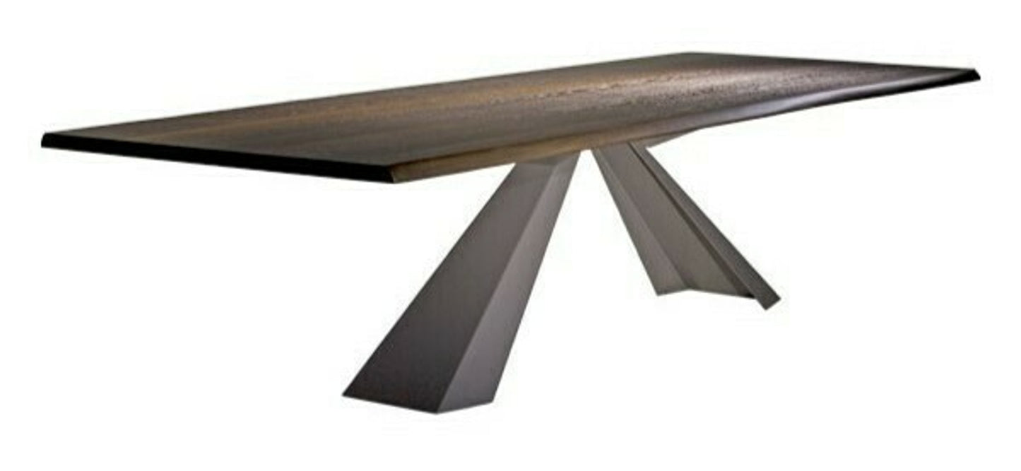Eliot Wood Dining Table - Burnt Oak/Graphite