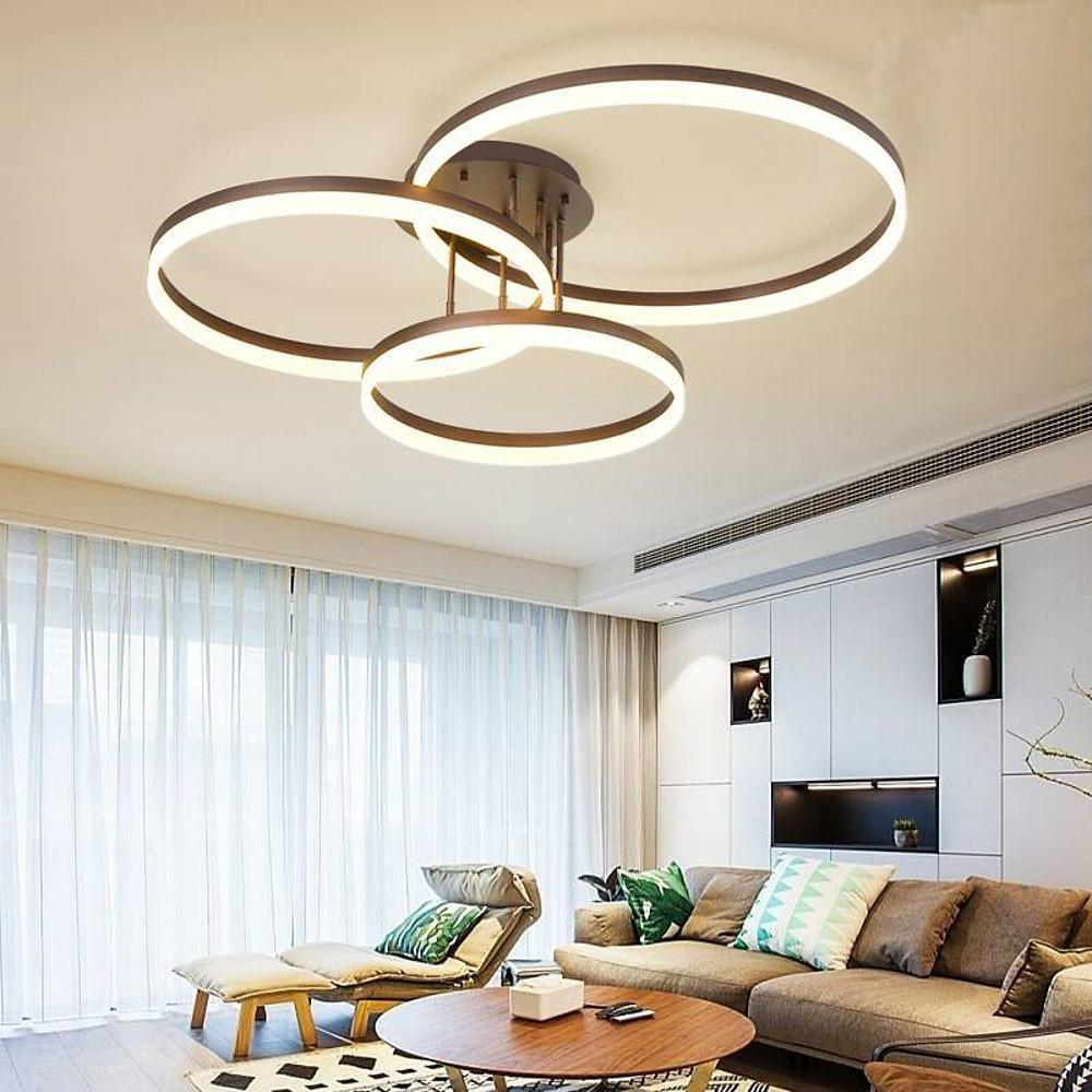 Metal Acrylic Ringed Large Flush Mount Ceiling Light with 3 Adjustable LED Lights