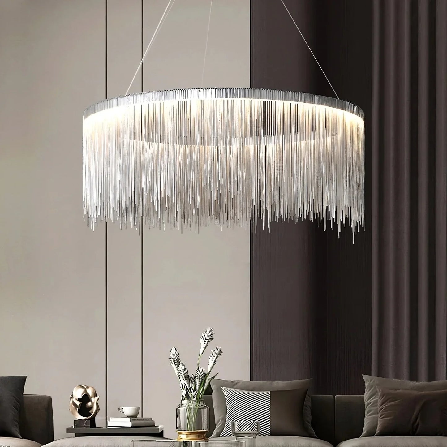 Cadena Steel Tassel Light Fixture