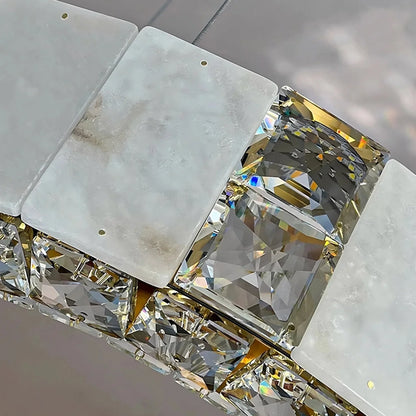 Natural Marble & Crystal Modern Ceiling Light Fixture