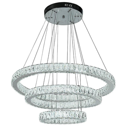 Modern 3 Tiers Circles Suspended Chandelier with Crystal Accents