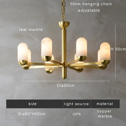 Moonshade Natural Marble Multi Light Chandelier