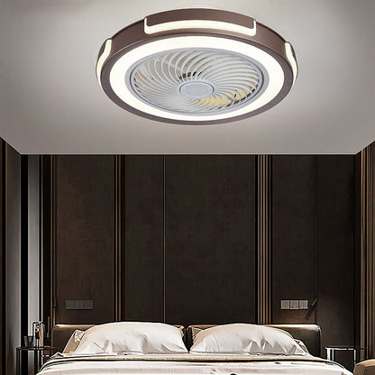 Dimmable LED Bladeless Ceiling Fan Light Flush Mount Ceiling Fan Lamp with Remote Control