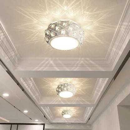 Metal Crystal Decorative LED Flush Mount Ceiling Light for Hallway Entryway