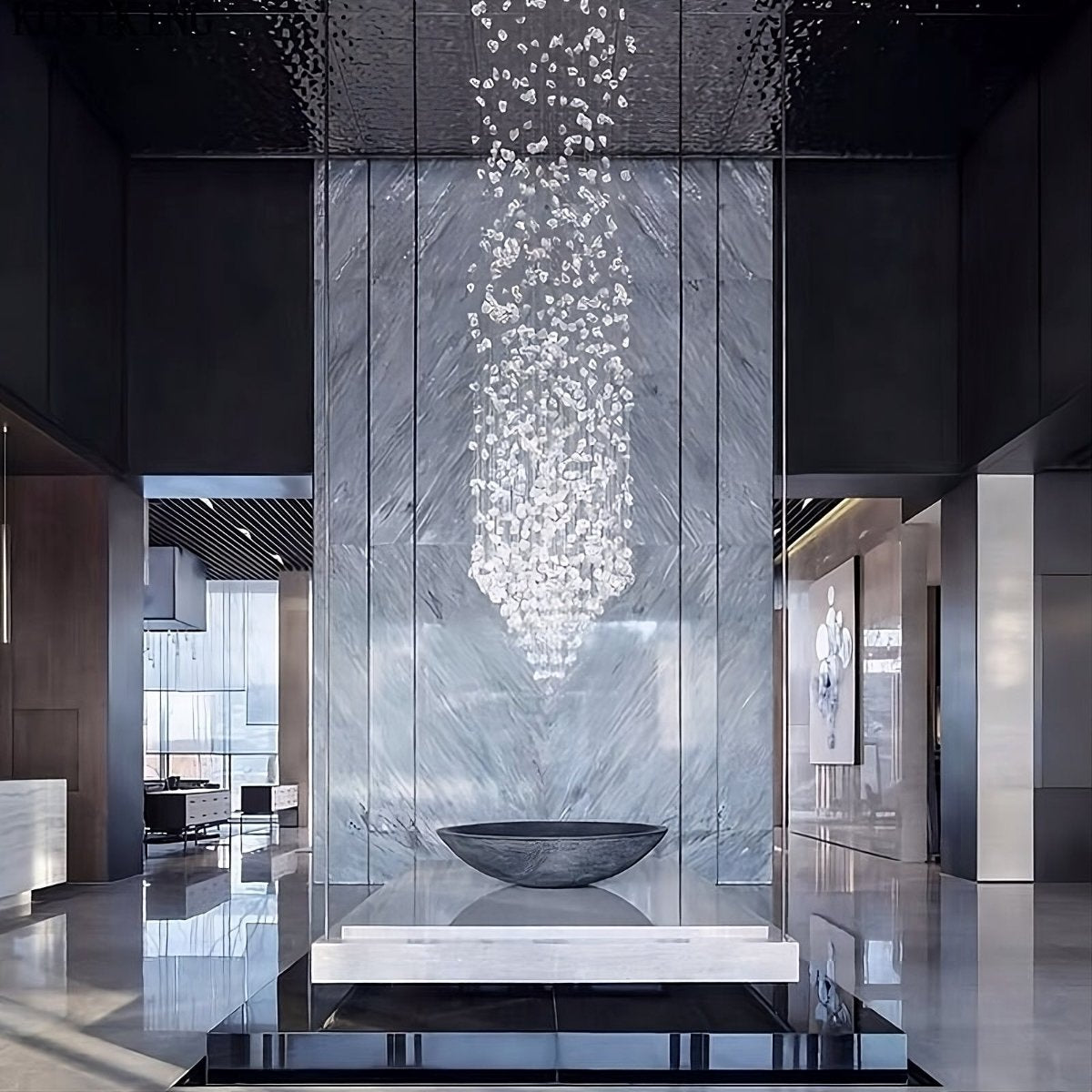 Multi Crystal Pendant Duplex Chandelier