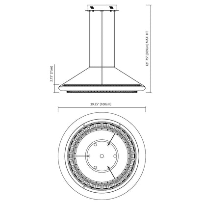 Joez 5 Light 39" Wide LED Crystal Ring Chandelier