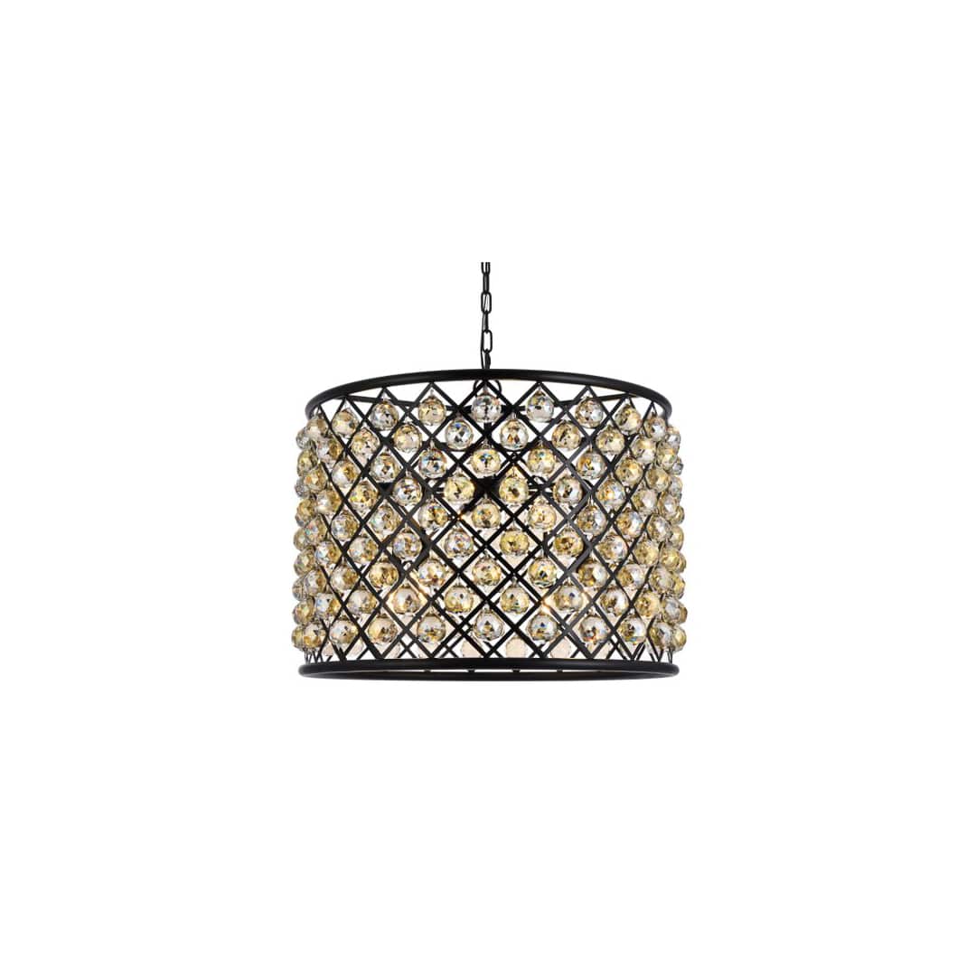 Madison 8 Light 28" Wide Crystal Drum Chandelier with Golden Teak Royal Cut Crystals