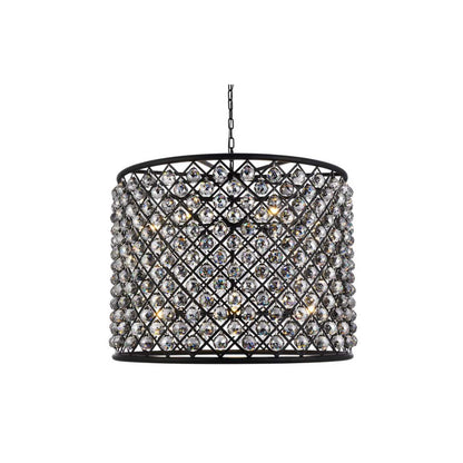 Madison 12 Light 36" Wide Crystal Drum Chandelier with Silver Shade Royal Cut Crystals