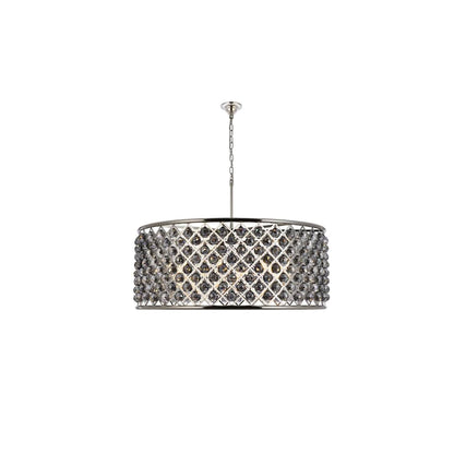 Madison 10 Light 44" Wide Crystal Drum Chandelier with Silver Shade Royal Cut Crystals