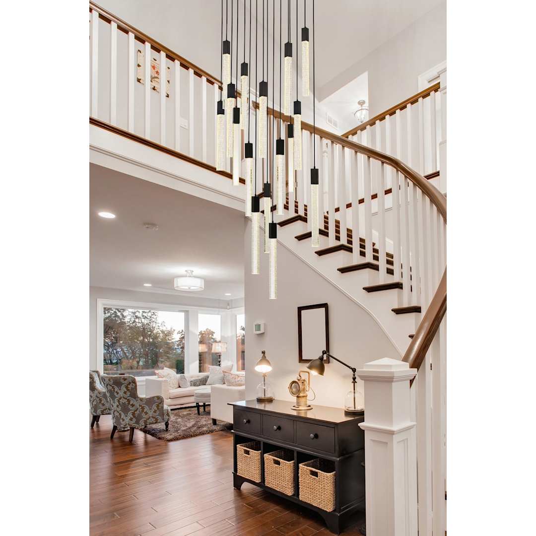 Weston 16 Light 30" Wide LED Crystal Multi Light Pendant with Clear Crystal Accents
