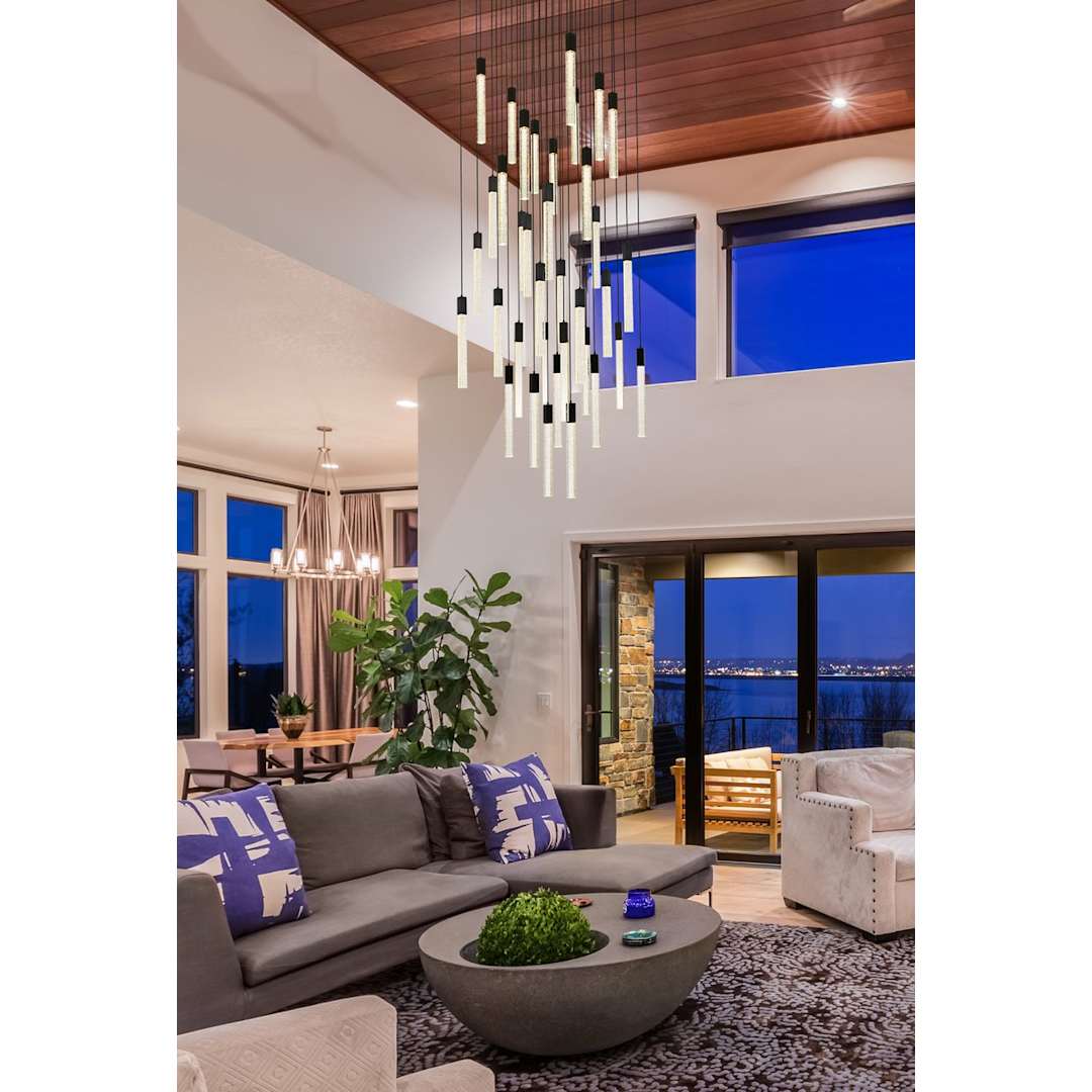 Weston 36 Light 42" Wide LED Crystal Multi Light Pendant with Clear Crystal Accents